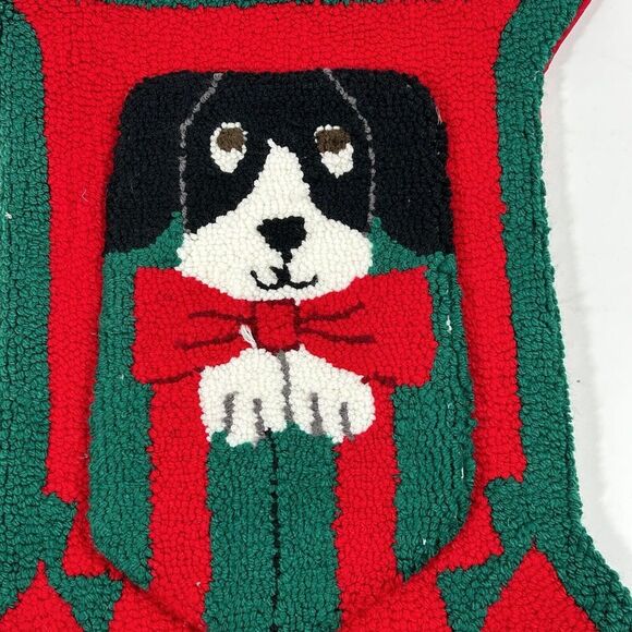 Dog Christmas Stocking Bone Crystal Snow Brand Puppy Holidays Hooked Textured - Picture 2 of 6